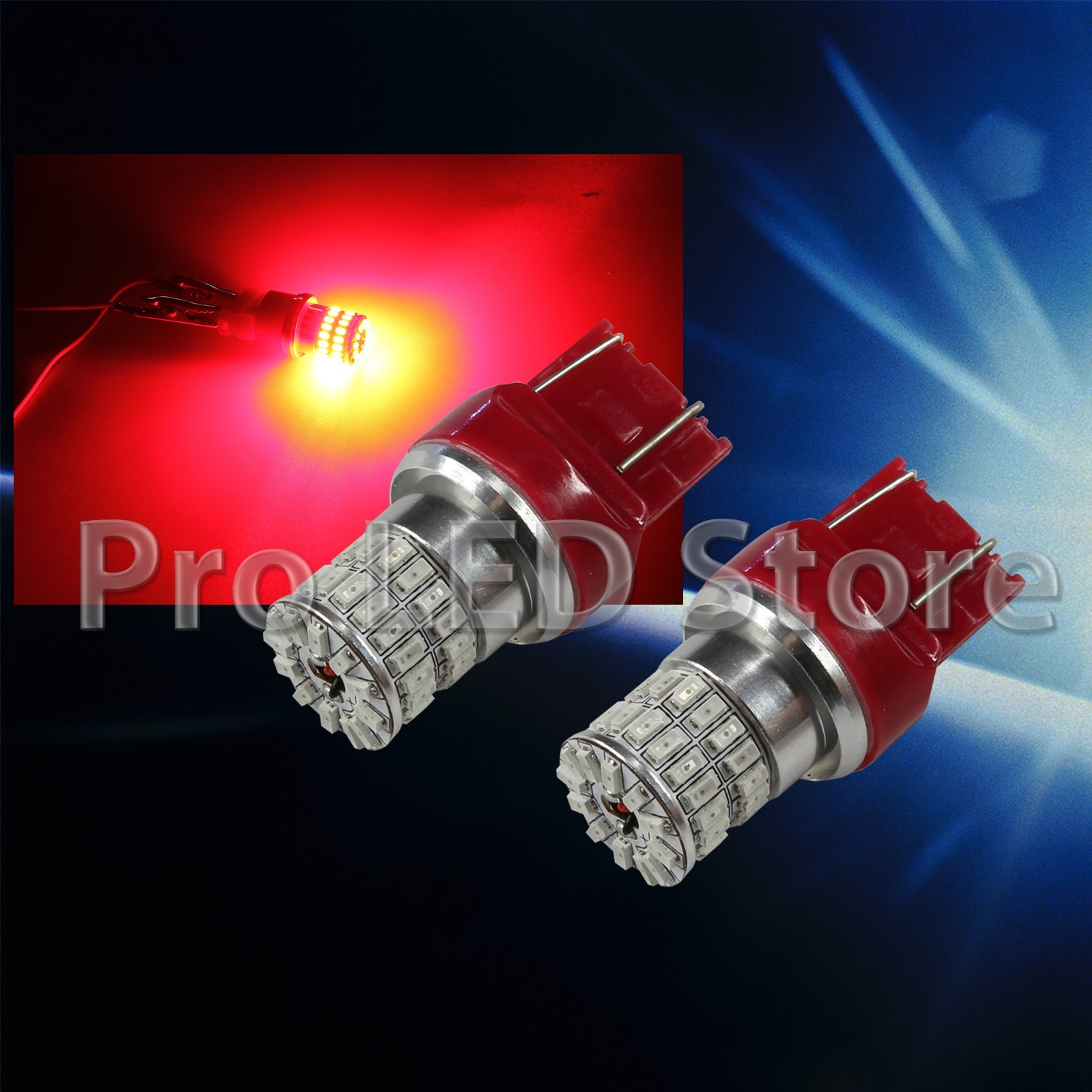 7443 High Power 3014 LED Chips Super Bright RED Brake Light Bulb