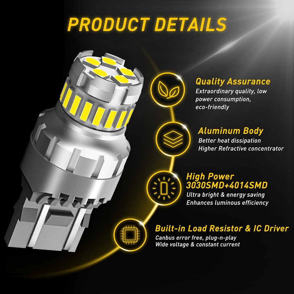 AUXITO 7443 LED TURN SIGNAL LIGHT BULBS 7440 ANTI HYPER FLASH SUPER BRIGHT WHITE