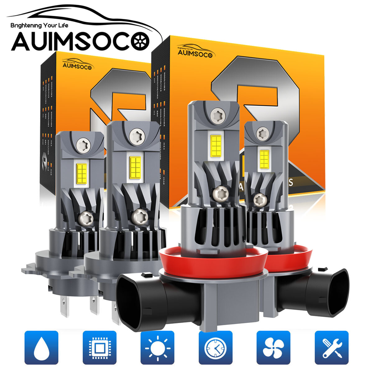 For Suzuki Hayabusa GSX1300R 2008-2017 H11+H7 Combo LED Headlight Bulbs 6000K