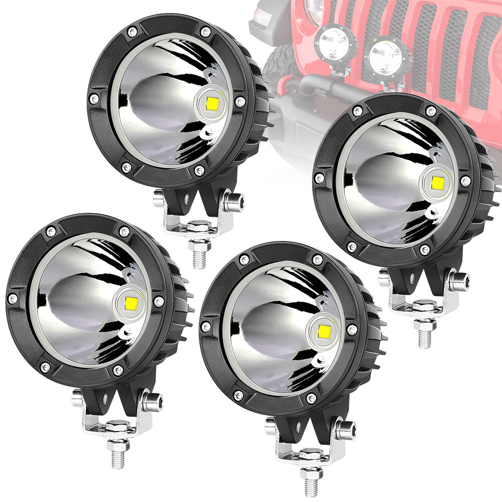 4X For Ram 15000 2500 3500 4Inch 80W Round LED Off Road Driving Spot Lights Pods
