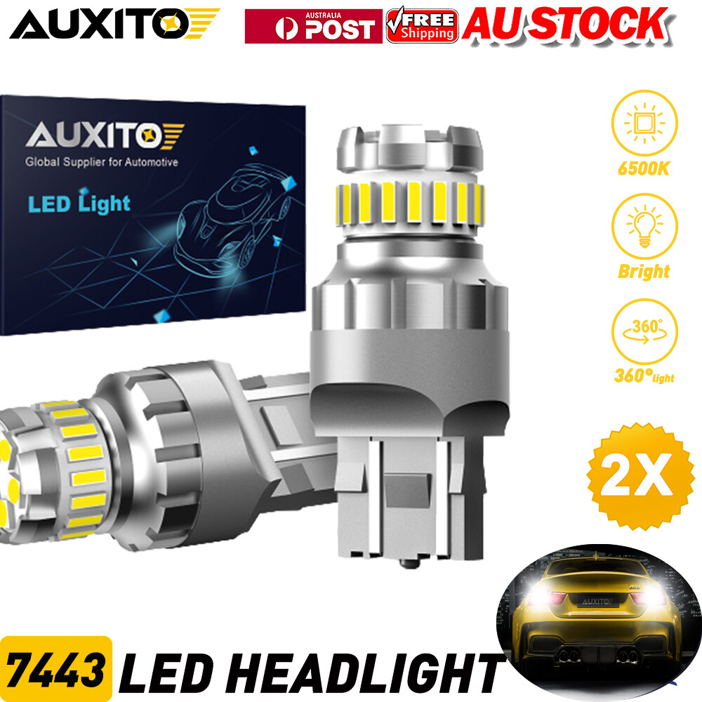 AUXITO 7443 7440 T20 LED Brake Stop Light Bulb 2400LM Parking White Error Free