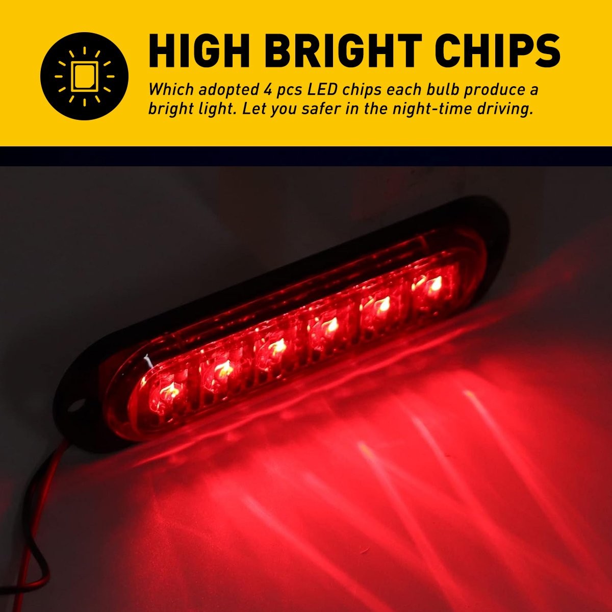 4PCS Side Red LED Marker Lights Clearance Fit Lamp Truck Trailer Caravans Pickup