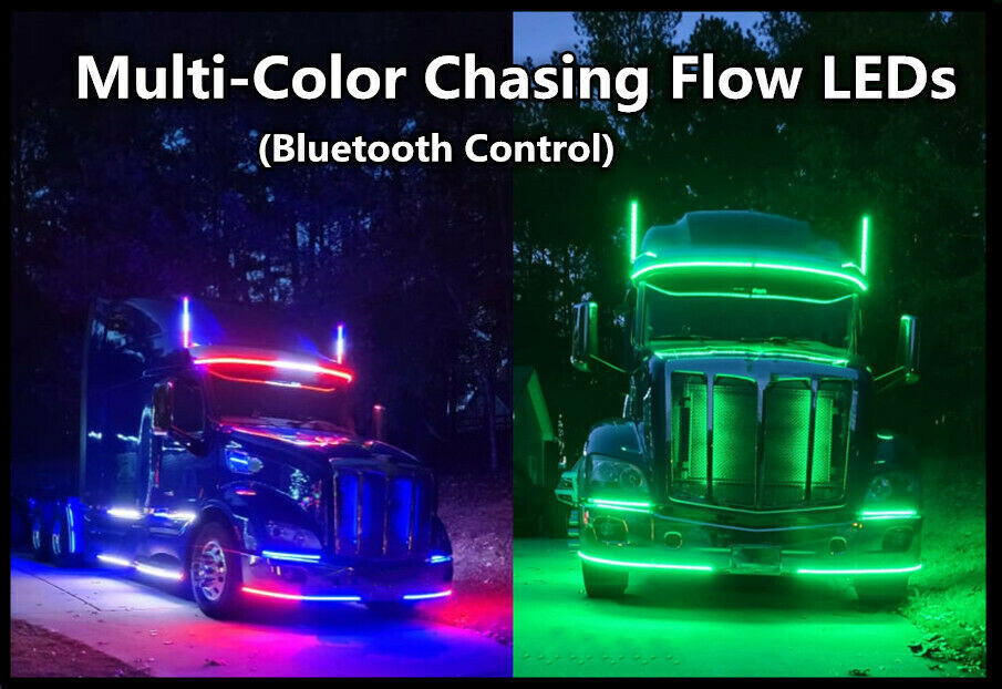 16PCS Triple Row 1/2/3/4/5/6.5FT Treble LEDs CHASING Slingshot Hood Light Strips