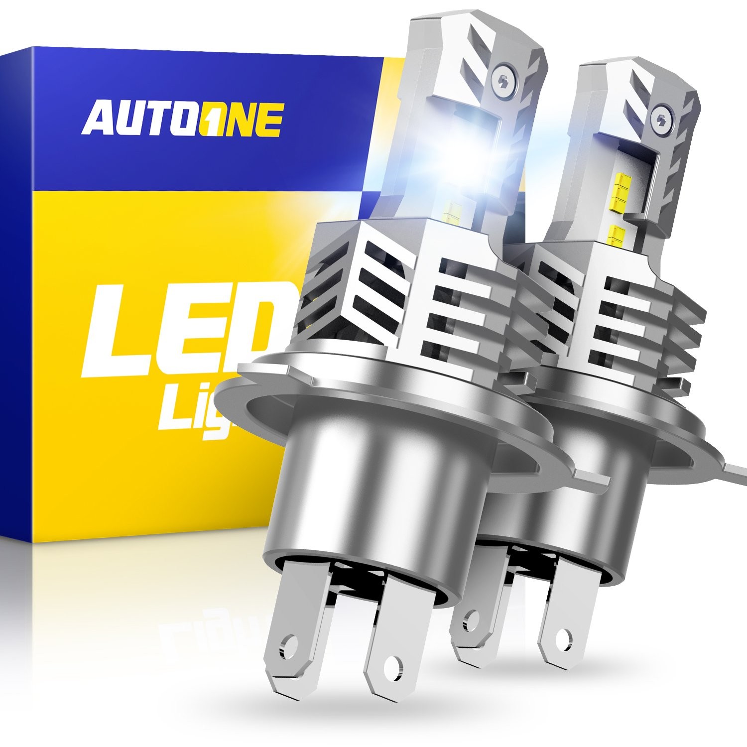 2x AUTOONE H4 9003 6000k Super White Kit LED Headlight Bulb High Low Bulbs E1