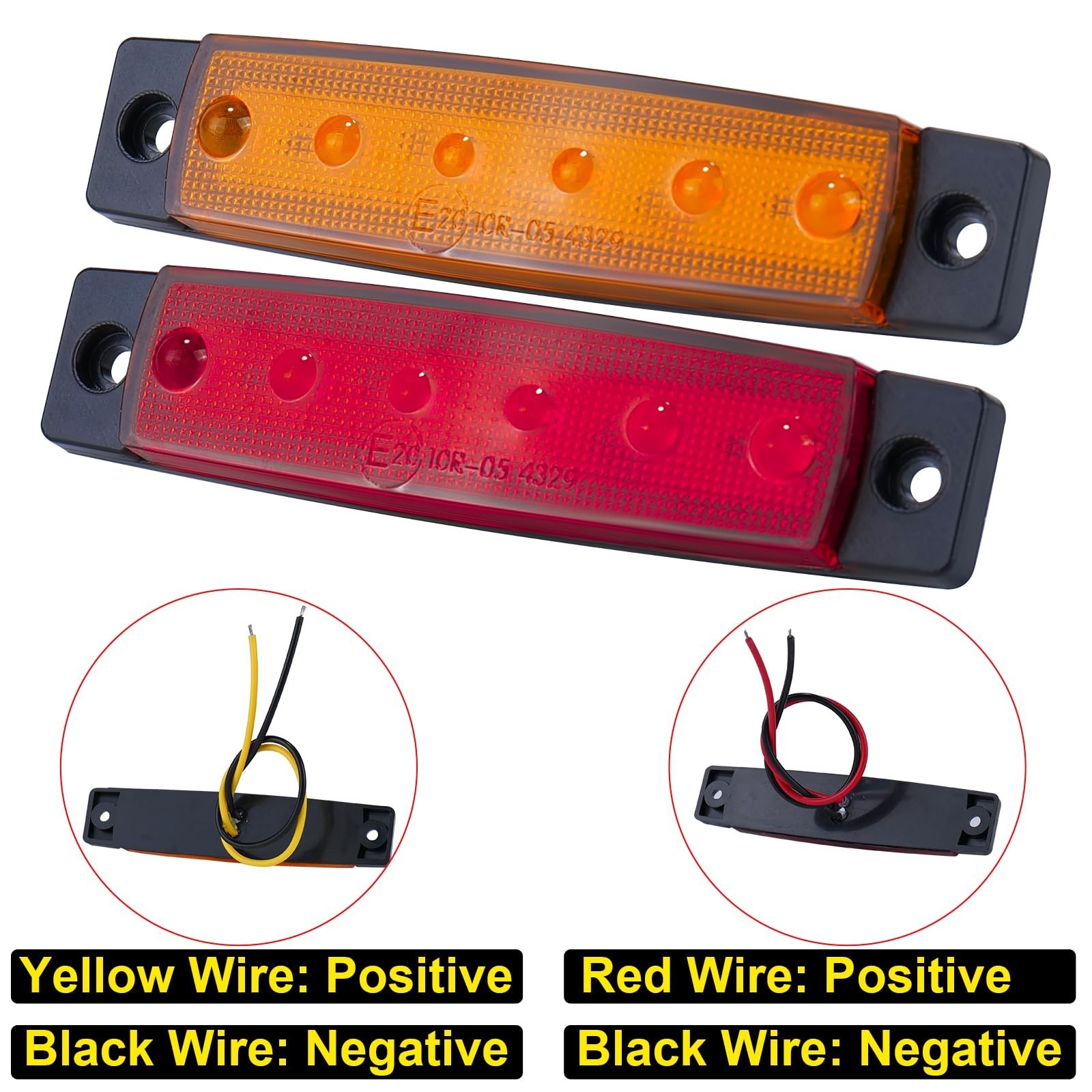 40 Pack 6 LED Trailer Marker Lights – DC12-24V Clearance Side Indicator Lamps fo