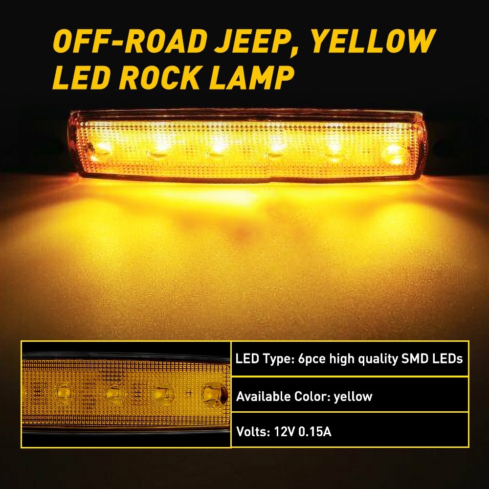 20 Pods LED Rock Lights Underglow Car Truck Bed Lighting Neon Light Decor Yellow