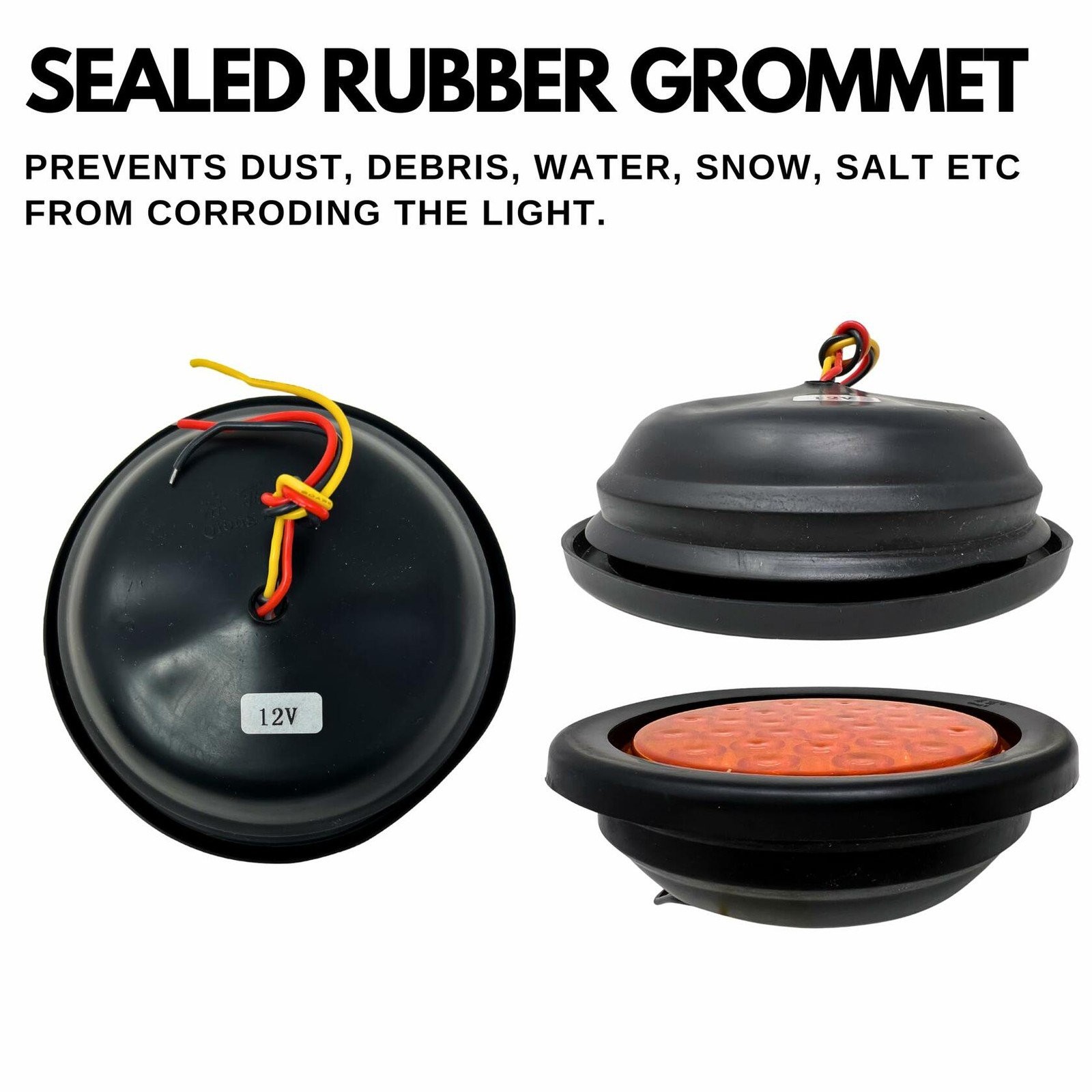 4″ Inch Amber 28 LED Round Signal Turn Truck Light w/ Grommet & Wiring-Qty 4