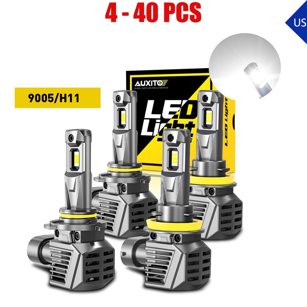 4-40 AUXITO 9005 H11 LED Headlight Bulb Hi Low Beam Combo 6500K White Canbus M5S