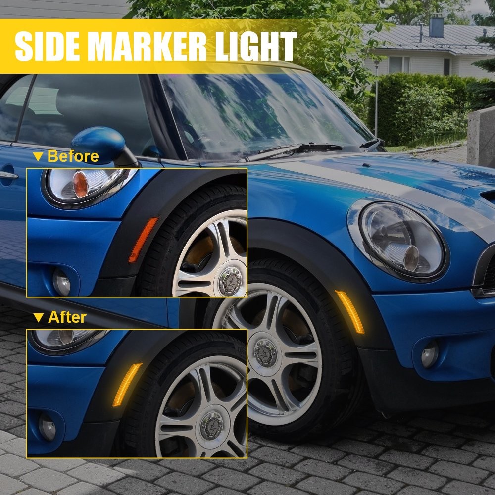 FULL LED Pair Amber Marker Front Side Lights Gen For 2nd 2007-2015 Mini Cooper
