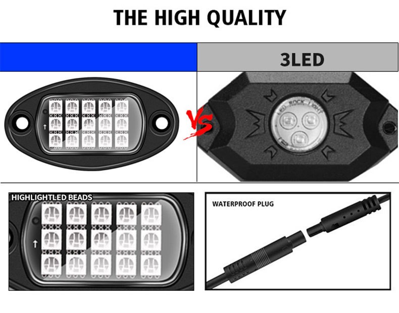 Fit for Chevy GMC Silverado Sierra 1500 2500 3500 8 Pods RGB LED Rock Lights Kit