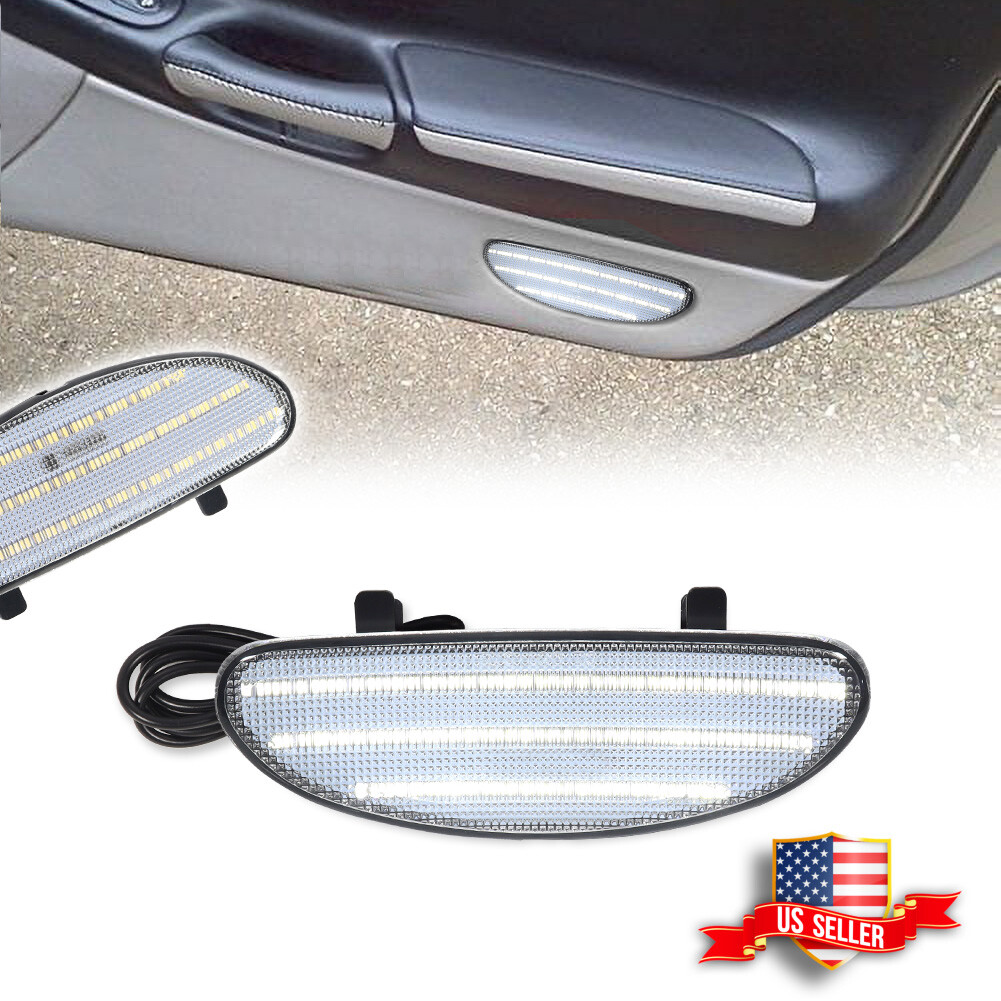 Clear White LED Inner Door Panel Reflector Plate Light For Corvette 1997-2004 C5