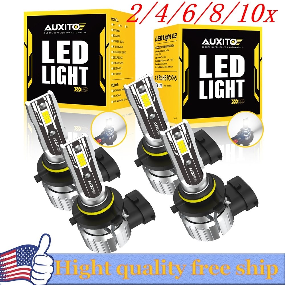4/8X AUXITO 9005+9006 Combo LED Headlight 5000LM Light bulb High Low Beam 6500K
