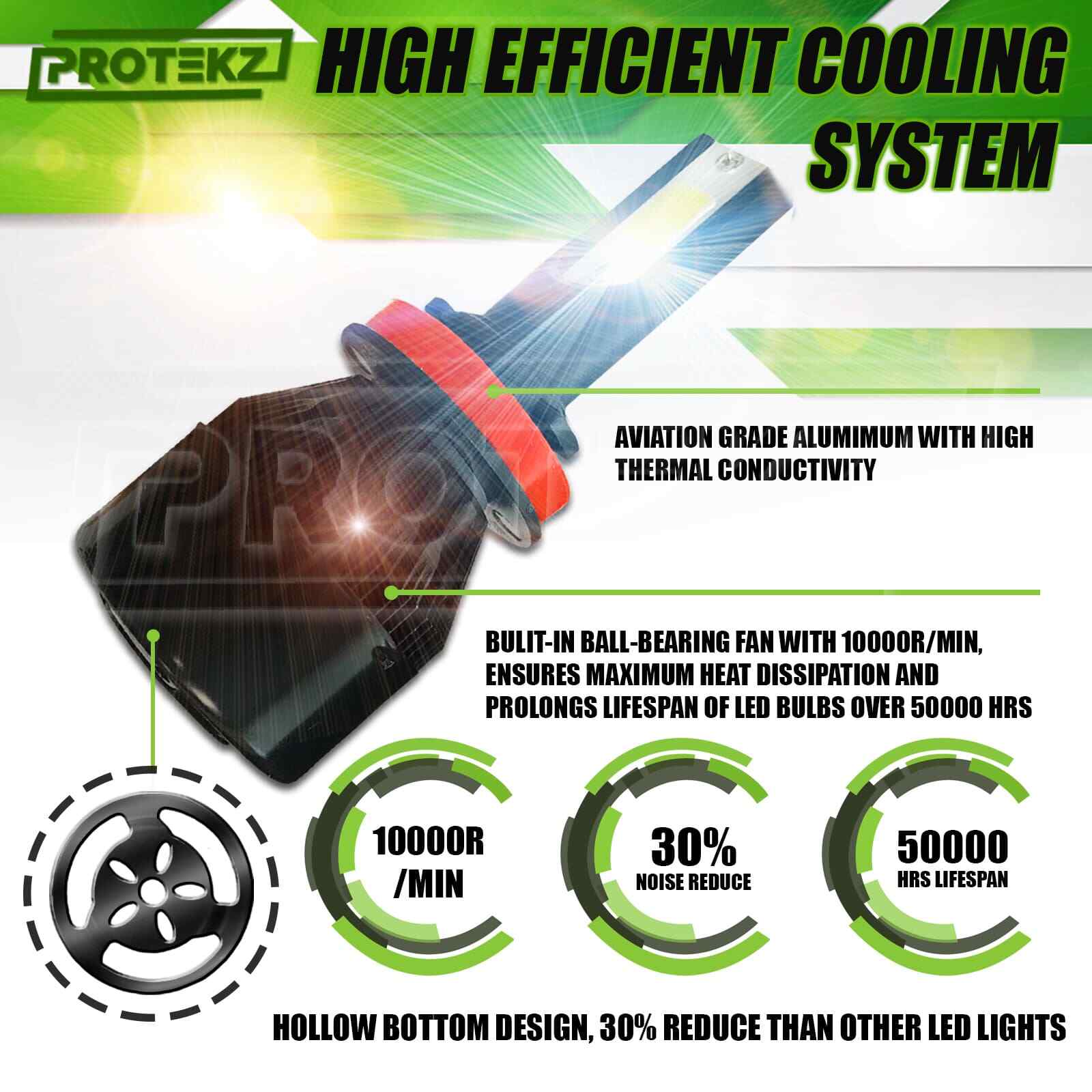 9005 Hb3 + H11 Combo Protekz LED Light Bulb Conversion Kit 100W 30000LM 6000K