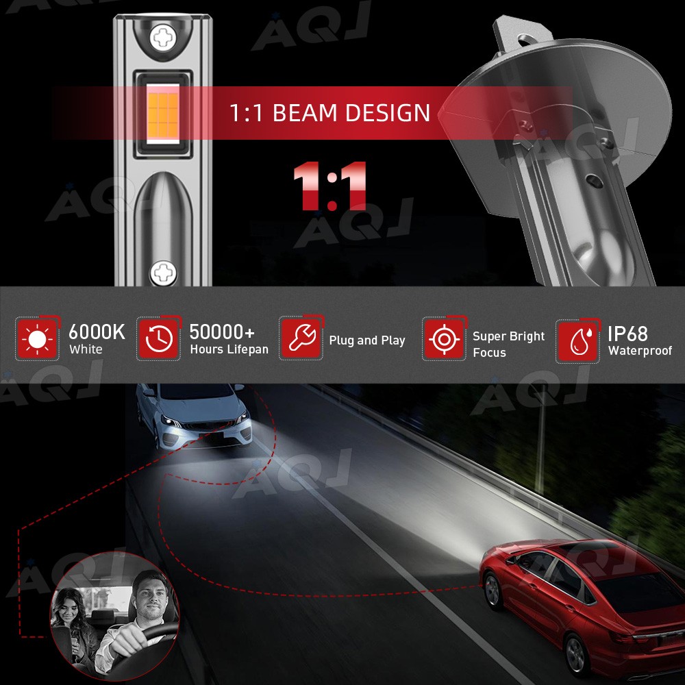 H1 6000K Super Bright White 60000LM CSP LED Headlight Bulb Kit High Low Beam DRL