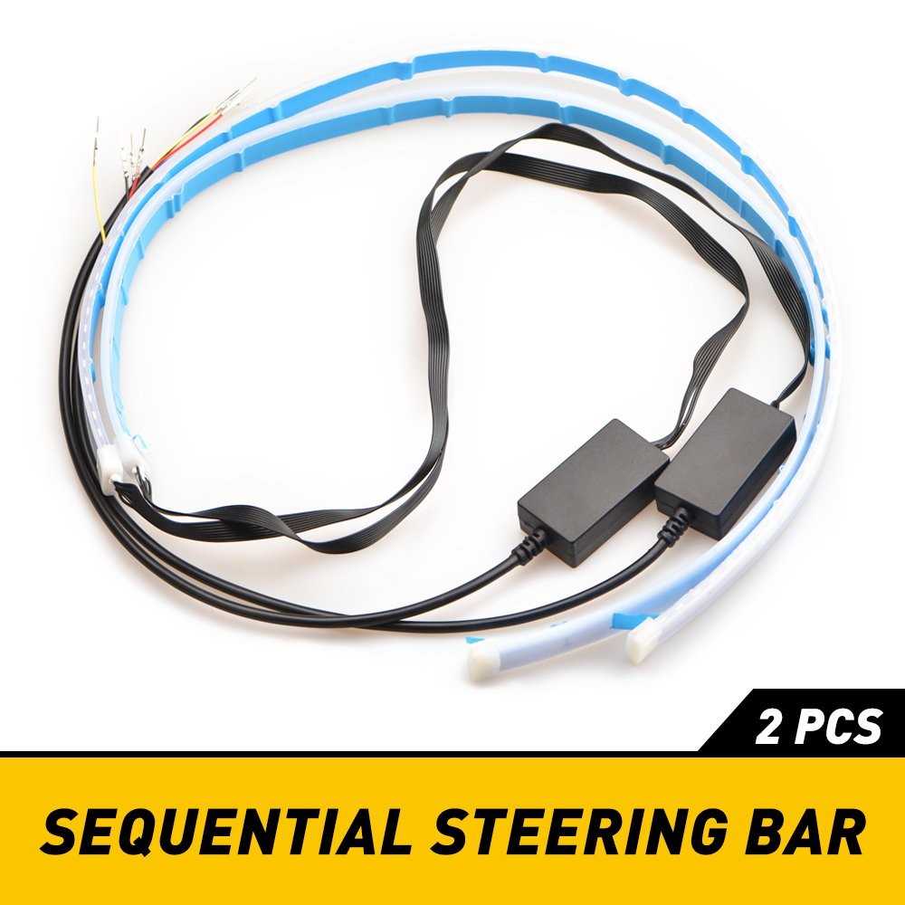 Car Sequential LED Steering Strip Light Bar Signal Turn White Amber Switchback A
