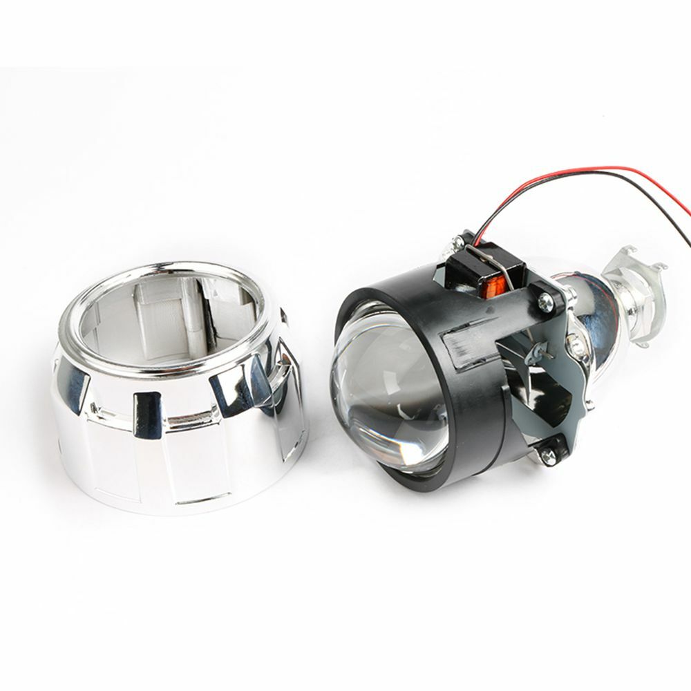 2.5“ HID Bi xenon Projector Lens Silver Shrouds Devil Eyes Headlight Retrofit