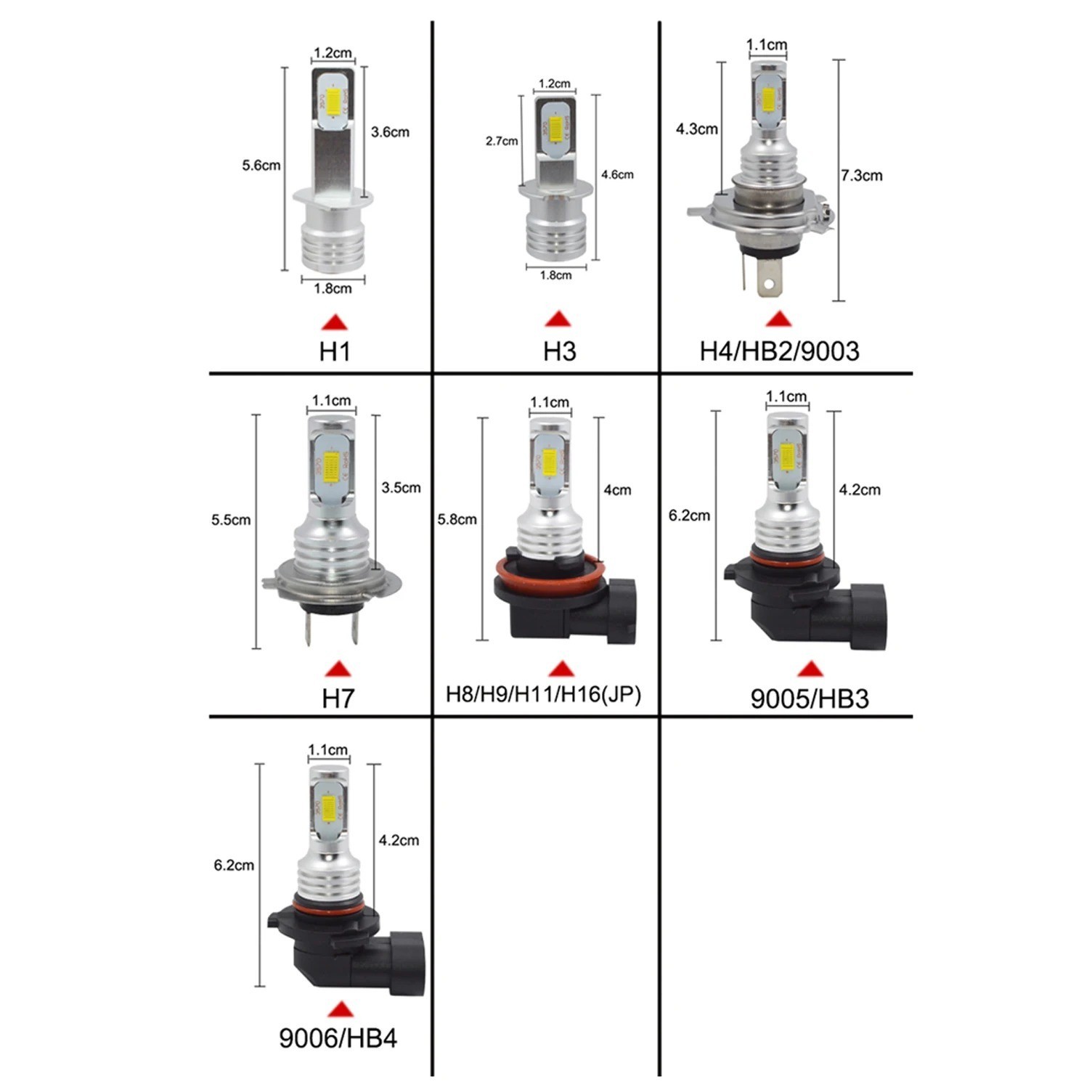 2x H4 9003 HB2 6000K Super White CSP LED Headlight Bulb Kit High Beam Canbus