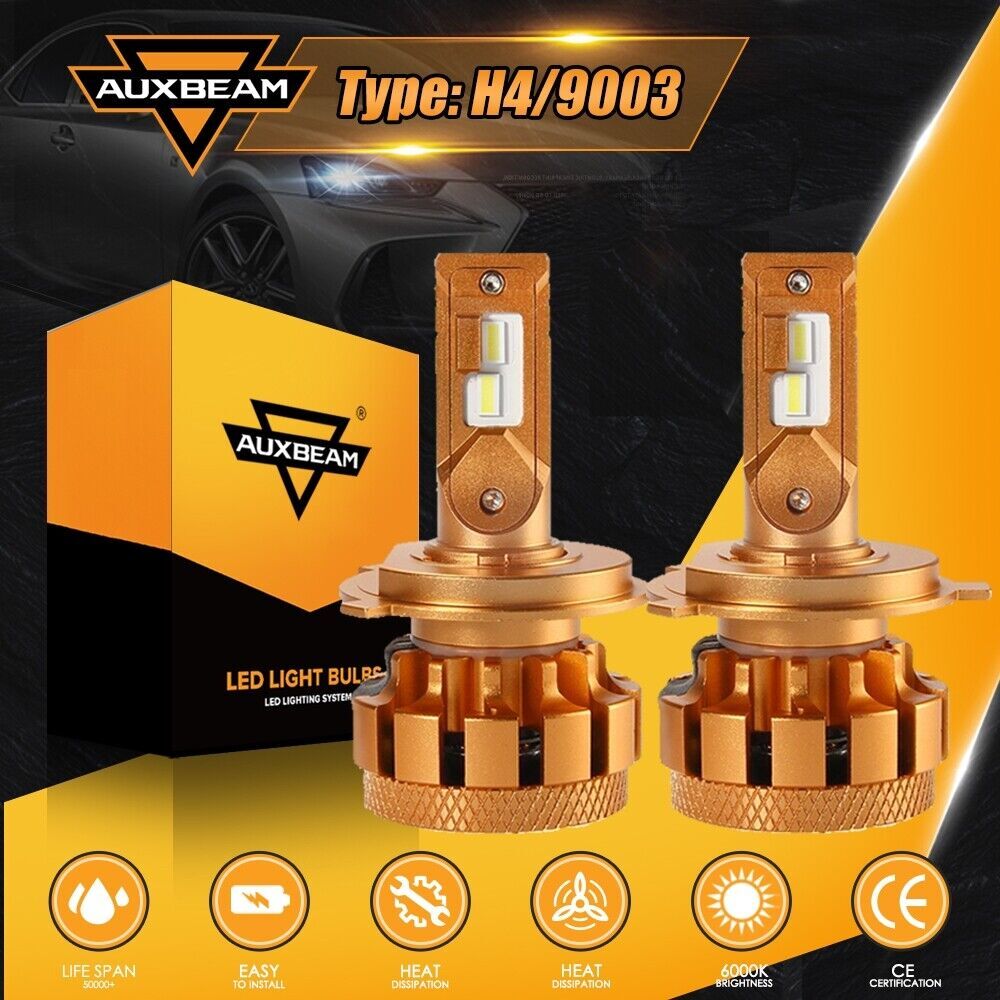 AUXBEAM H4 9003 LED Headlight Bulb Car& Truck High&Low Dual Beam Kit 6500K White