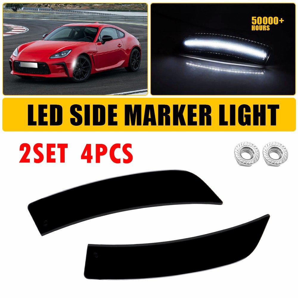4PC White LED Side Marker Lights For 2022 23 2024 Toyota GR86 ZN8 Subaru BRZ P