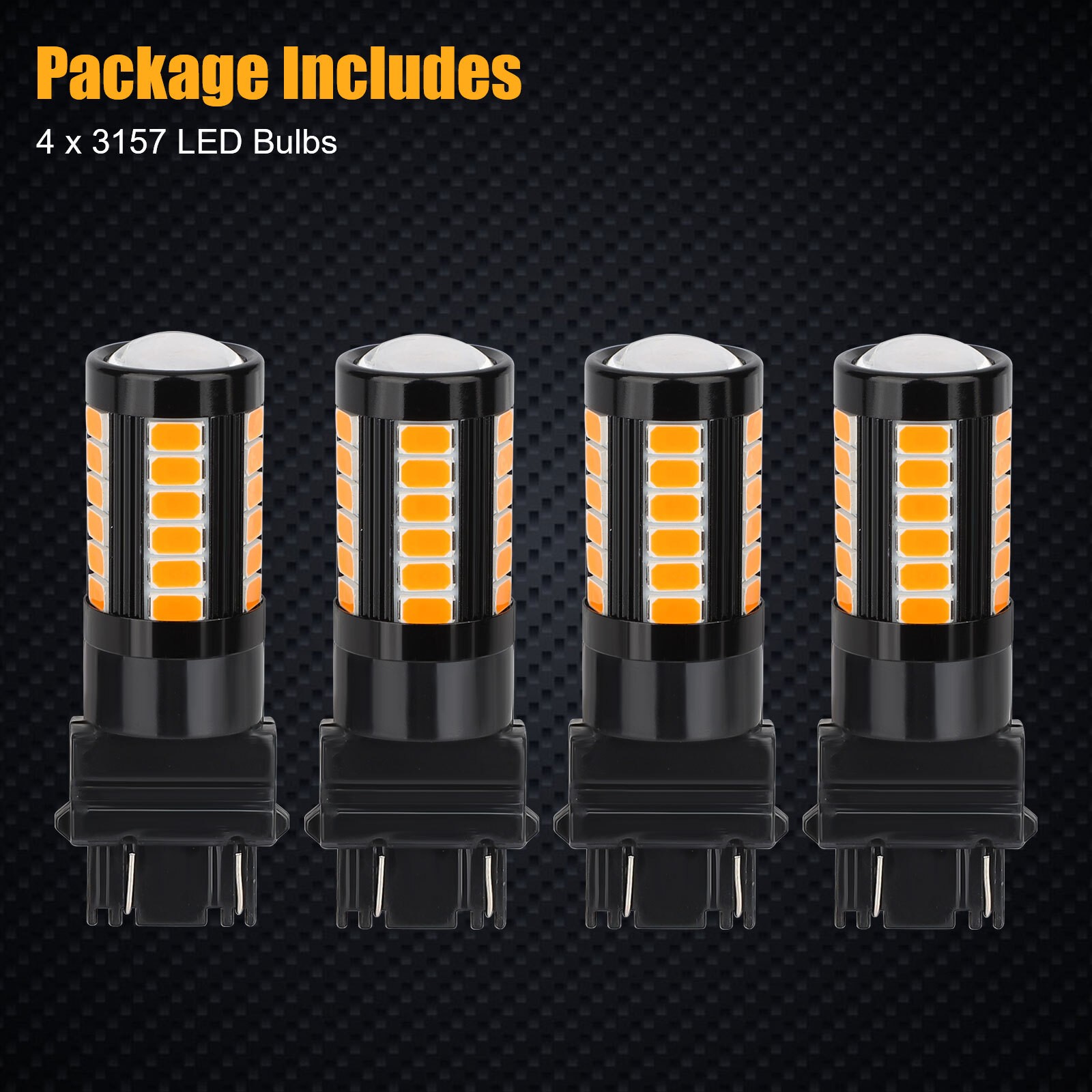 4x 3157 3156 33-LED Turn Signal Parking DRL Light Bulbs Brake Lamp Amber Yellow