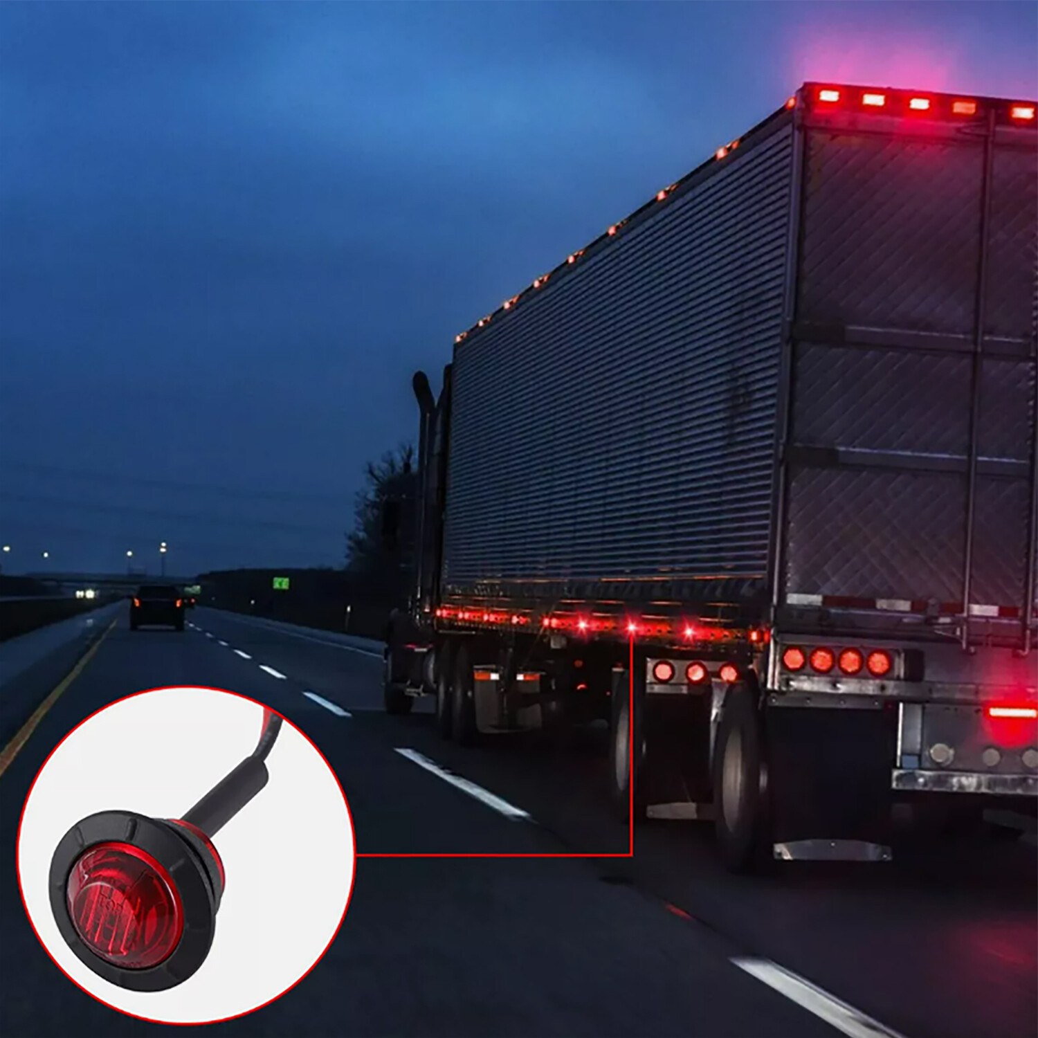 3/4″ 12V Marker Lights LED Truck Trailer Round Side Bullet Light Amber Red Lamps