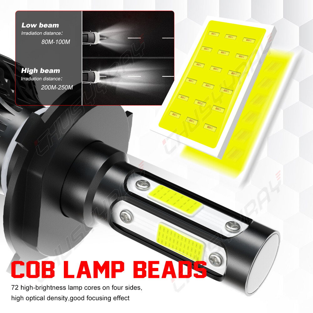 For Jeep Wrangler JK LJ TJ CJ DOT Pair 9003/H4 LED Headlight Hi/Lo Beam Bulb DRL