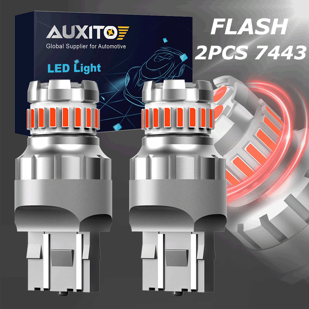 2x/4x AUXITO 7443 7440 Brake Tail Stop Light Red Flash Strobe Blinking LED Bulbs
