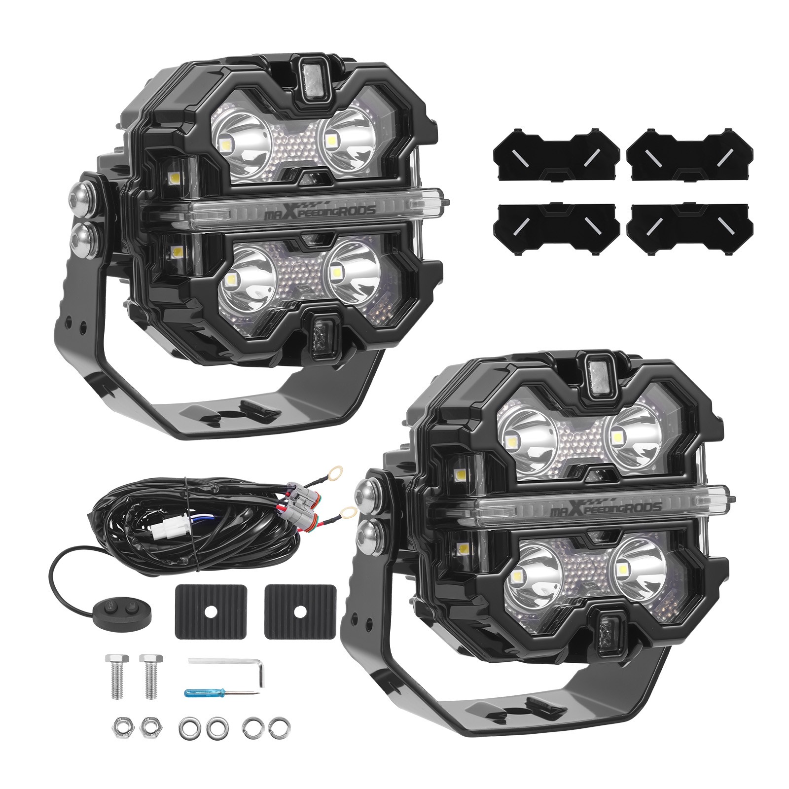 LED Pod Light Pods 3.5″ Spot Beam RGB Background Aluminum Housing Off Road Light
