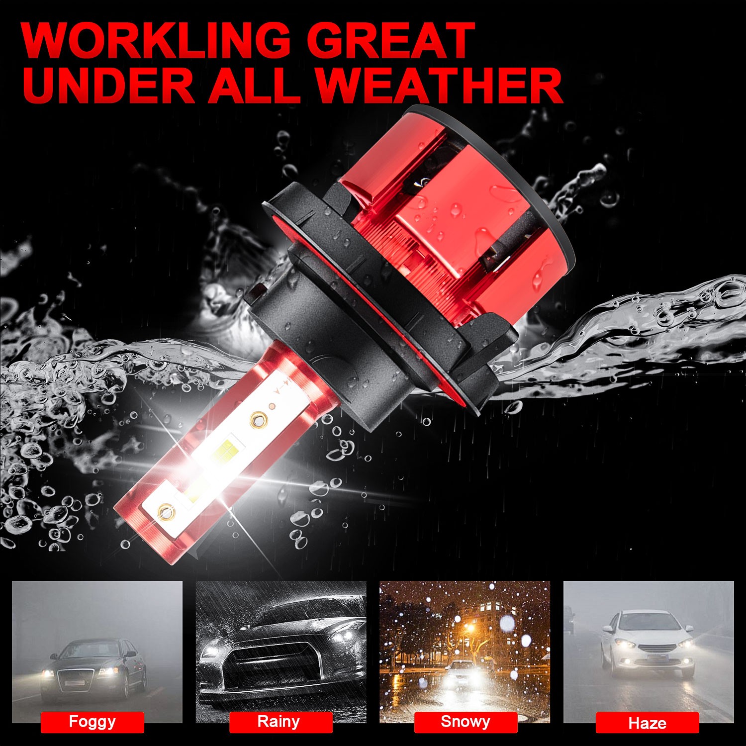 For Chrysler Aspen 2007-2009 Combo 9008 H13 9145 LED Headlight Fog Light 4xBulbs
