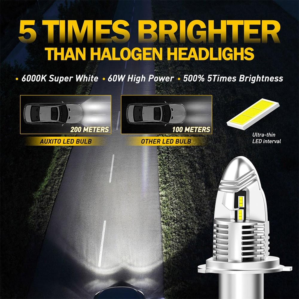 2PCS H4 9003 HB2 LED Headlight Bulbs Kit High Low Beam 6000K Super White Canbus