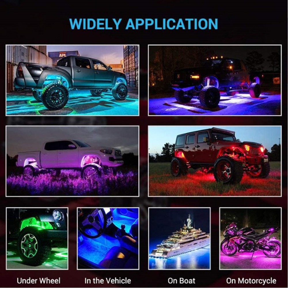 Fit for Chevy GMC Silverado Sierra 1500 2500 3500 8 Pods RGB LED Rock Lights Kit