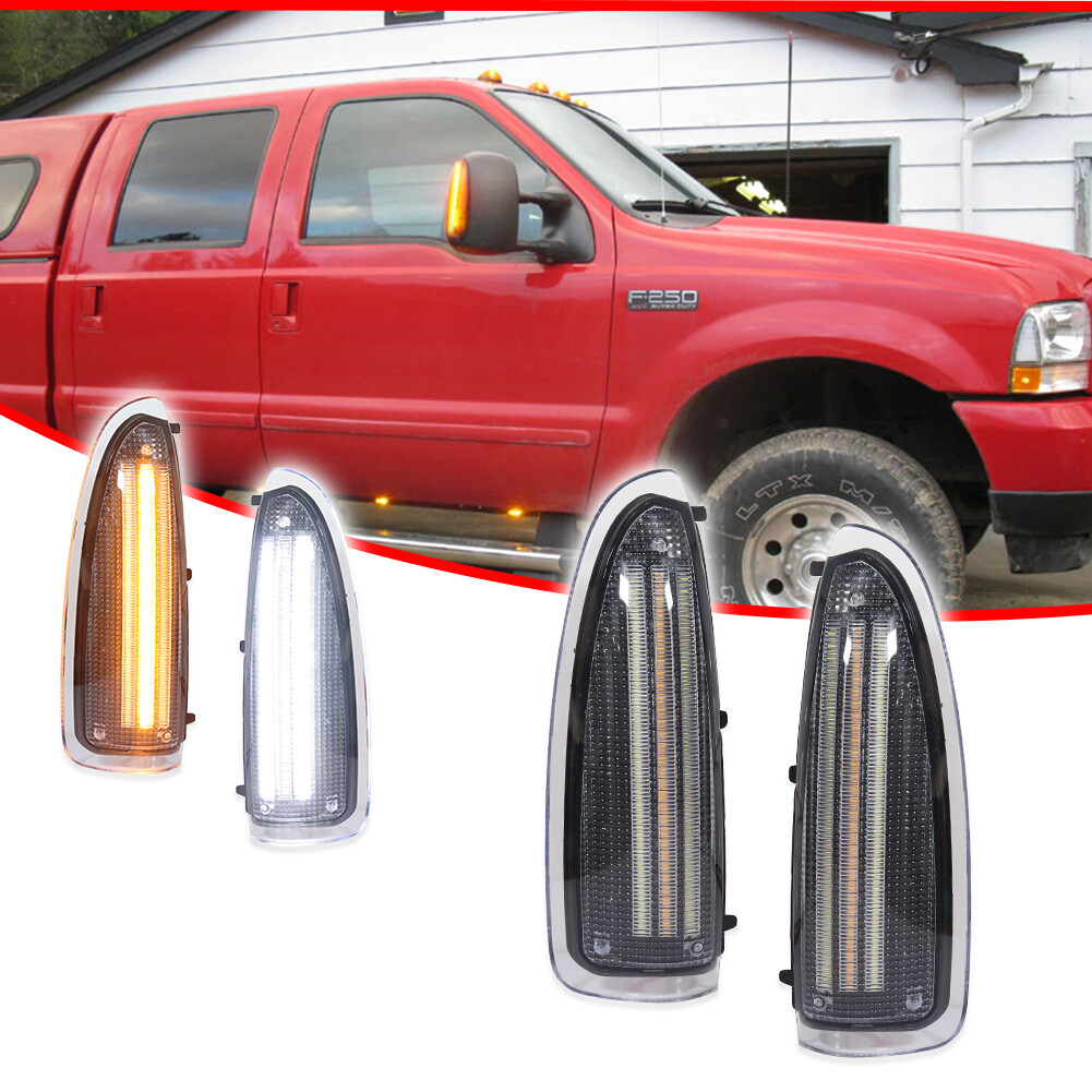 Clear Lens White/Amber Switchback LED Side Mirror Lamps For 03-07 Ford F250 F350