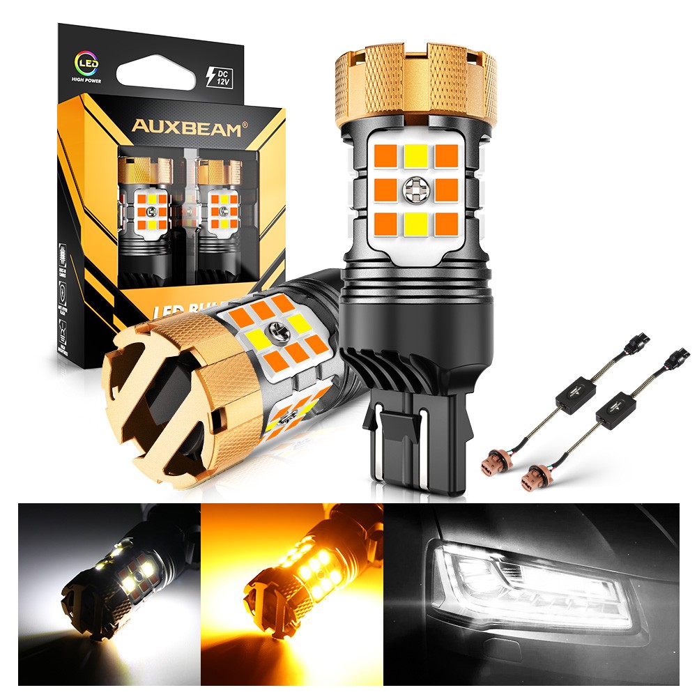 AUXBEAM 7443 7440 7444NA Switch back LED DRL/Turn Signal Light Bulbs White&Amber