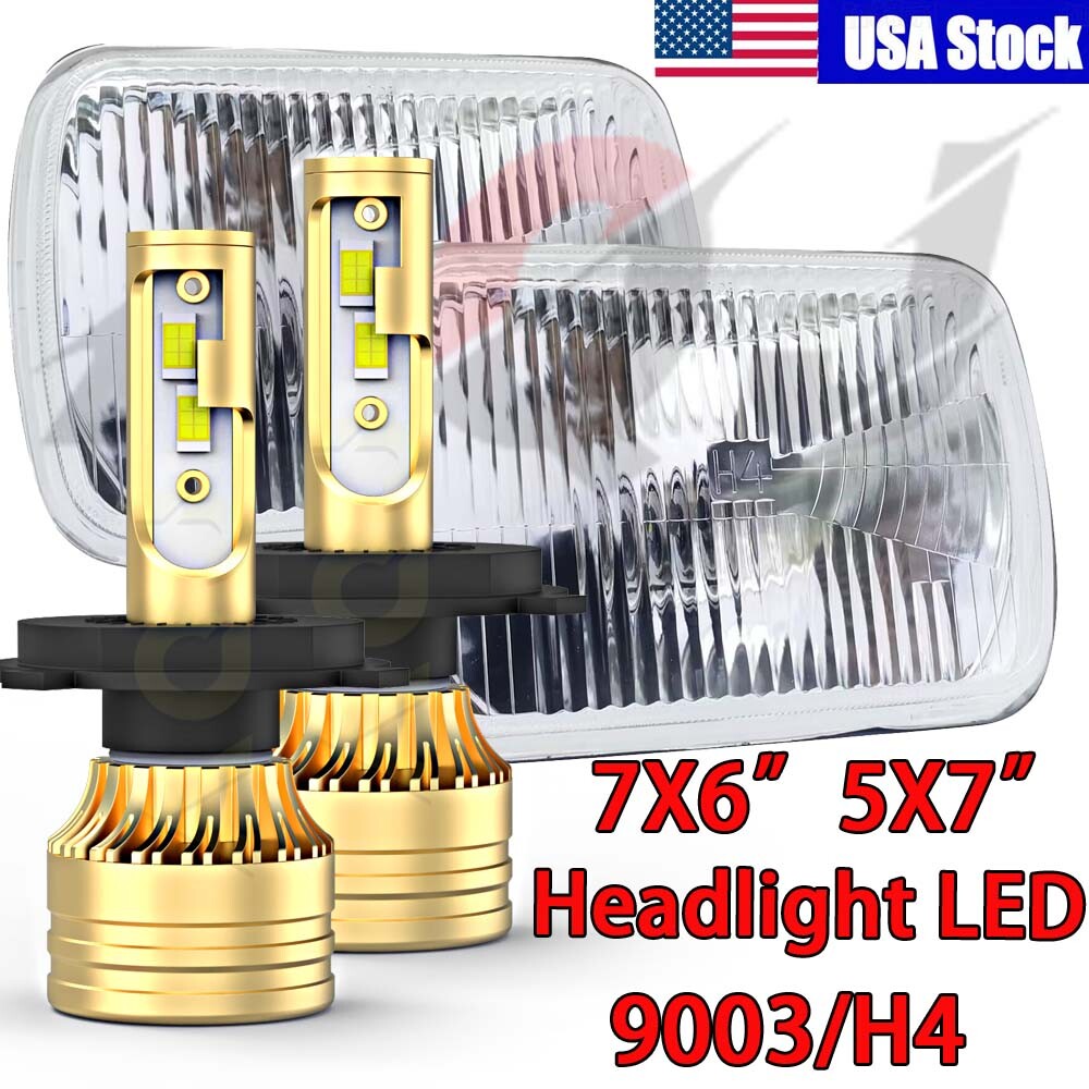 120W 7×6″ 5×7″ Led Headlight Hi/Lo H4 for Dodge D150 D250 W350 1981-1993 Trucks