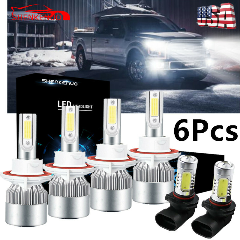 9008 H13 LED Headlight+9145 Foglight Bulb White For Ford F250 SUPER DUTY 2011-18