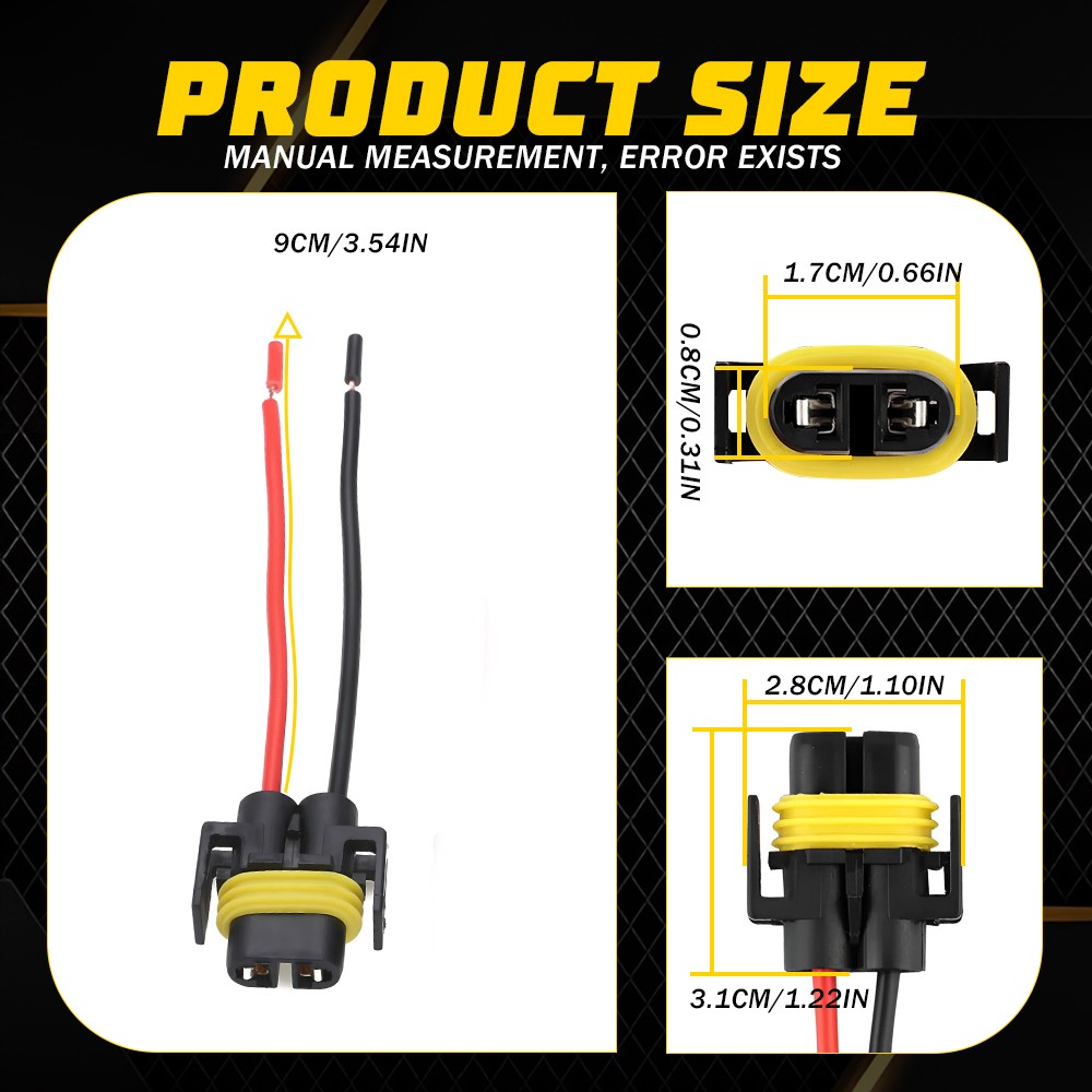 Wire Pigtail Female S H11 2-Harness Fog Light Bulb Lamp Connector Socket Plug M