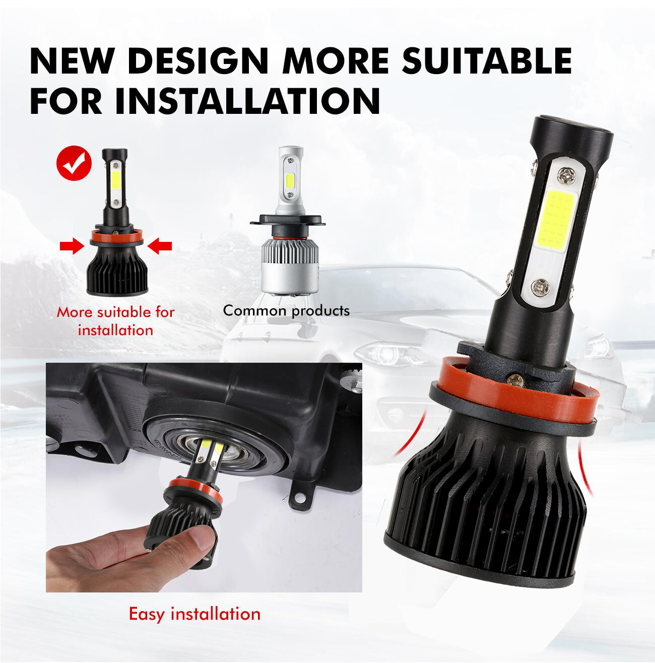 4 Sides LED Headlight Kit Fog Light Bulbs H11 9006 9005 9012 H13 9007 9004 9145