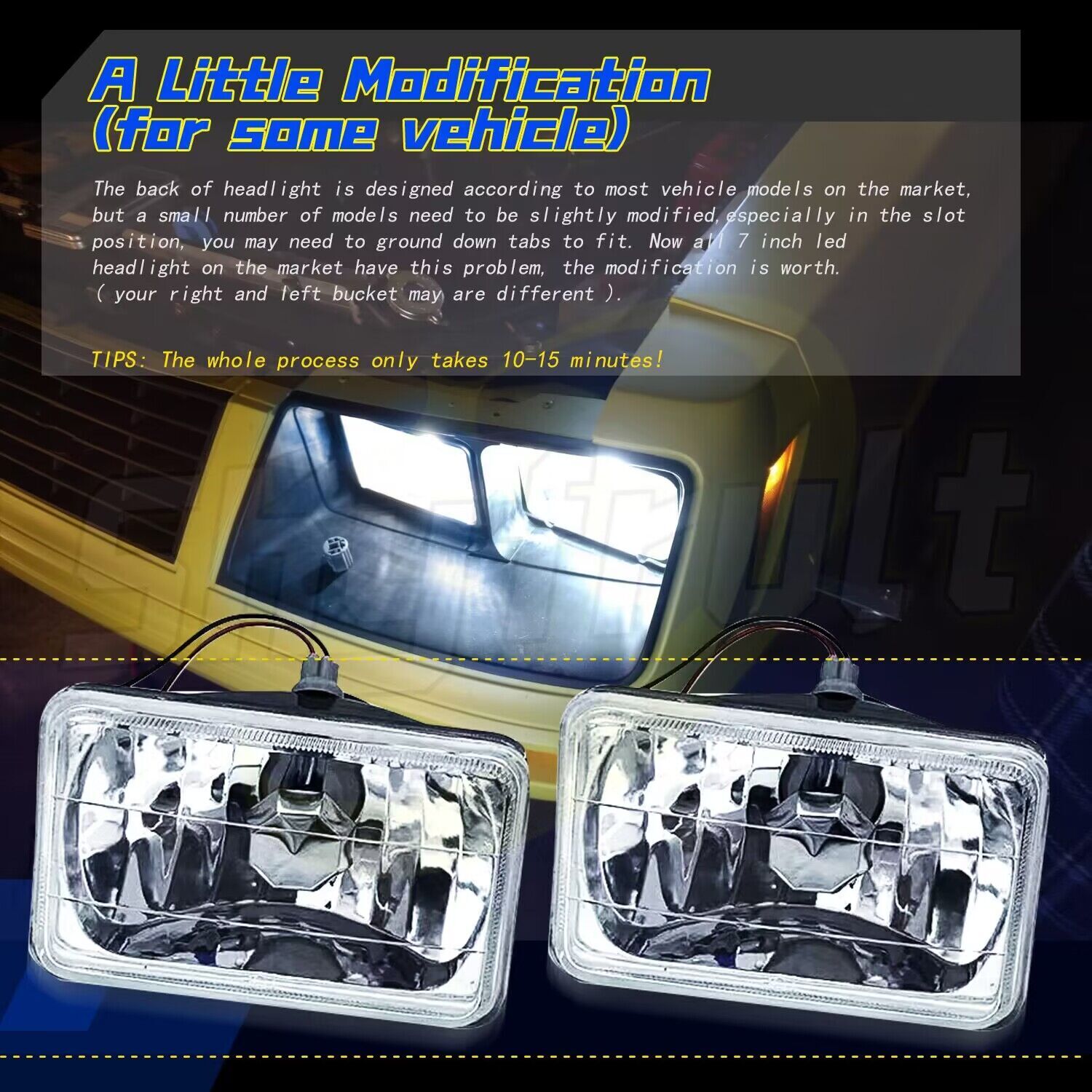 4PC 4×6″ LED Headlights Hi-Lo Beam H4656/4651 For Kenworth Peterbilt 357 379 378