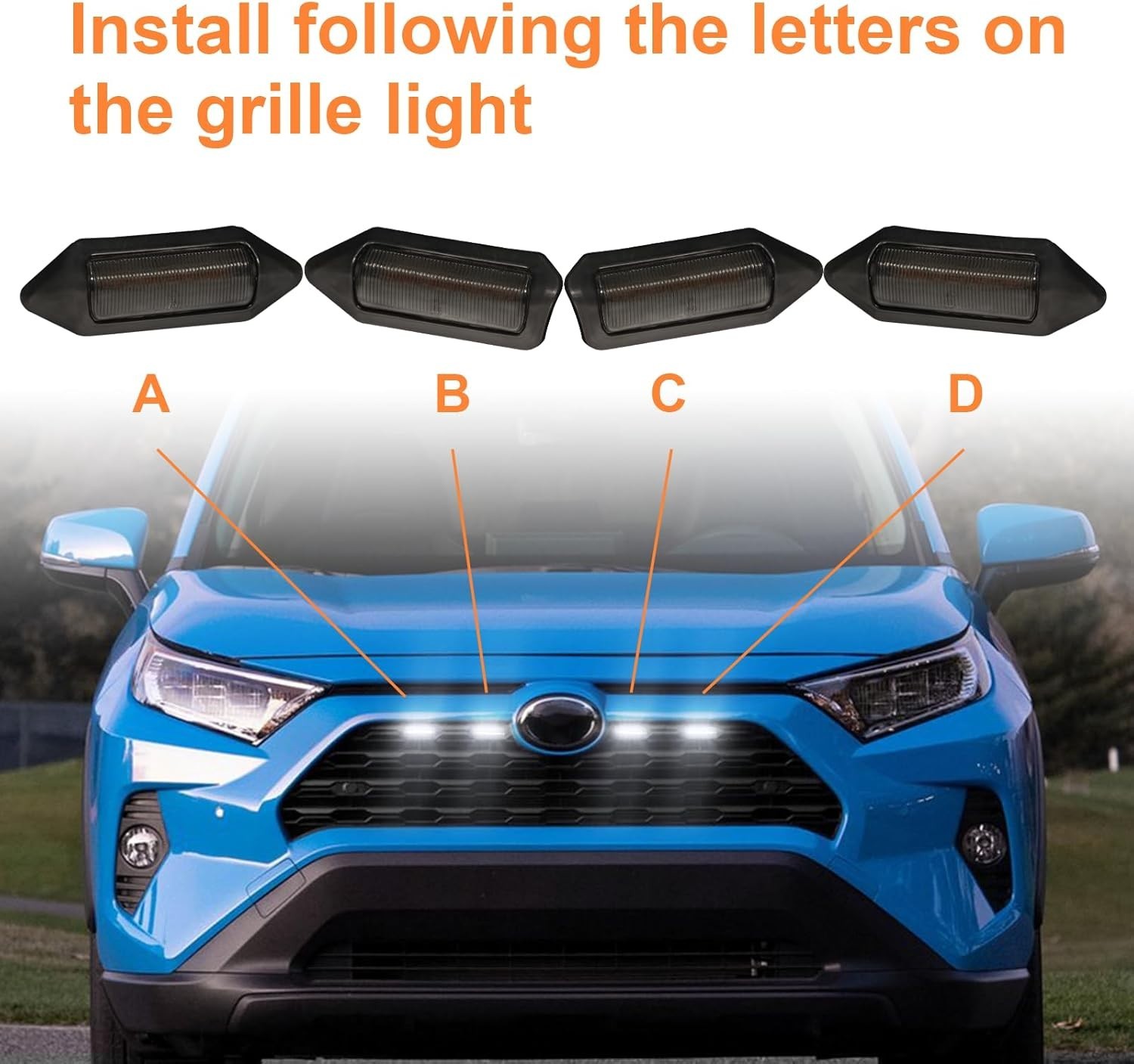 For Toyota RAV4 2024-2019 Hybrid LE SE XLE XSE Front Grill Lights LED Accent Kit