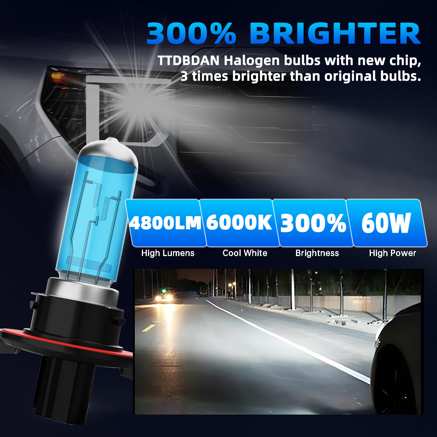 For Ford Escape 2008-2012 H13/9008 Halogen Headlight Bulbs High/Low Beam 6000K