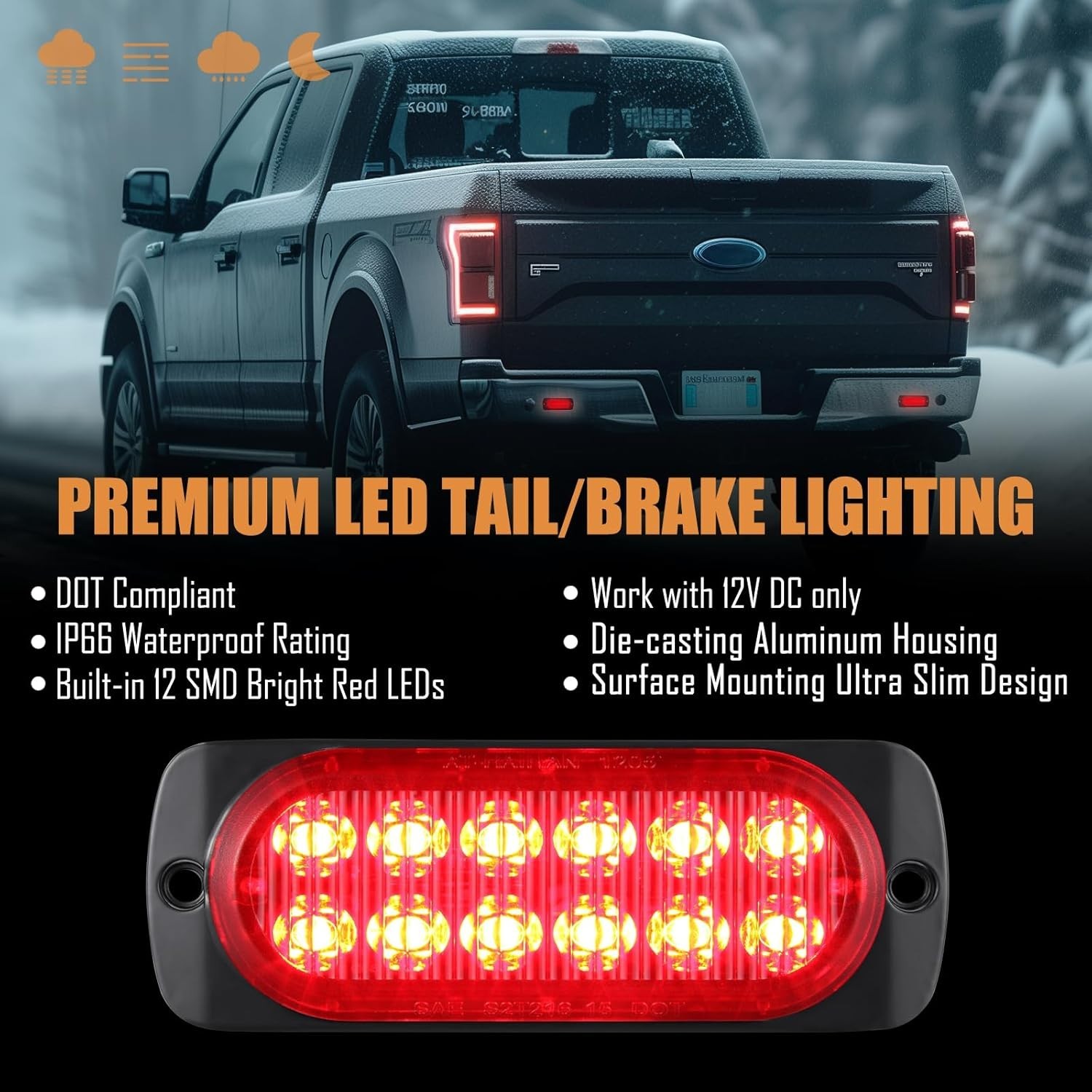Aluminum Housing DOT Compliant Trailer Lights – Ultra Slim Waterproof Design