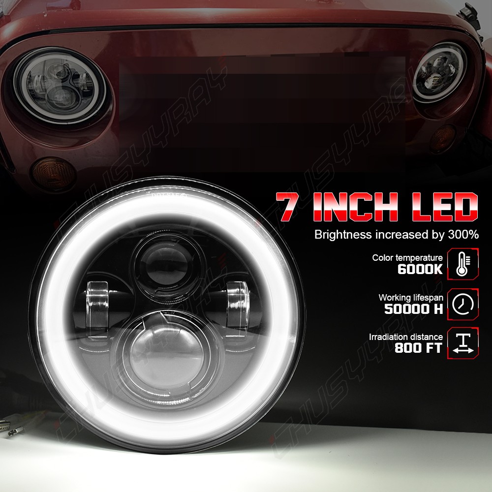 2x 7inch LED Round Headlight High Low Beam DRL for Peterbilt 379 359 Trucks