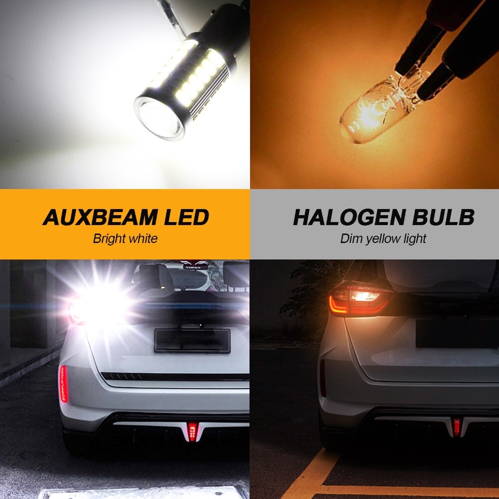 AUXBEAM LED Turn Signal Light 1156 7506 BA15S 6000K Pure White Bright DRL Bulbs