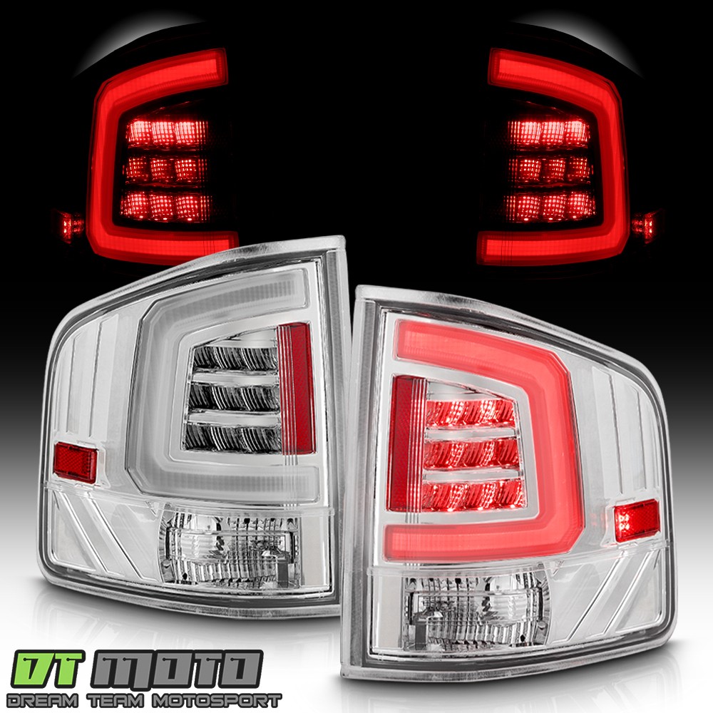 For 1994-2004 Chevy S10/ GMC Sonoma Chrome LED Tube Tail Lights Brake Lamps Pair
