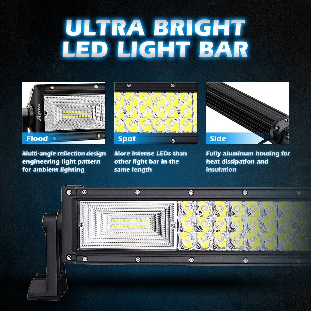Tri Row 52 INCH +22 INCH LED Lights Bar +4x 18W Pods For Jeep Wrangler JK TJ YJ