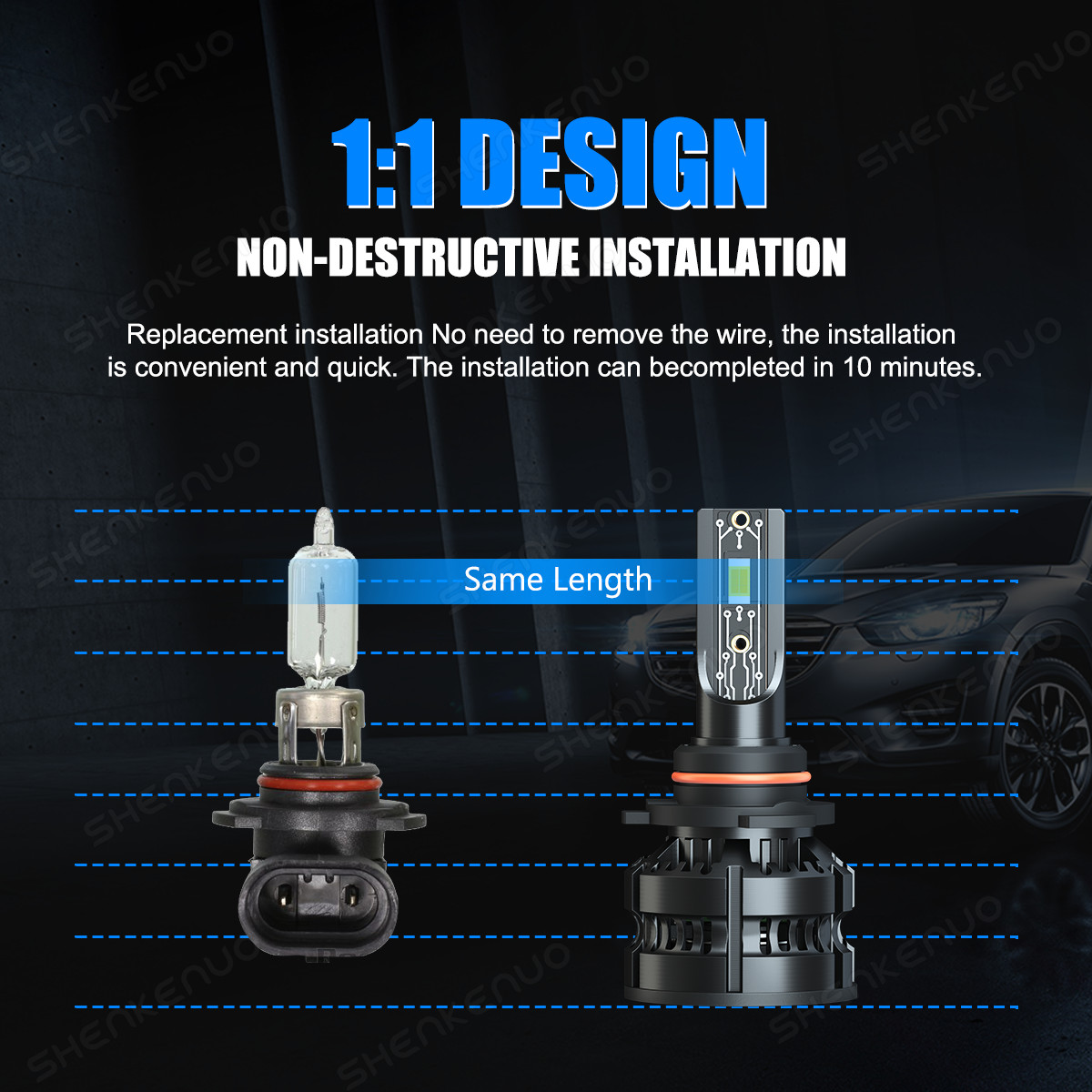 For BMW 528i 1997-2000 9005+H7 Headlight LED 4x BulbS Combo 6000K conversion Kit
