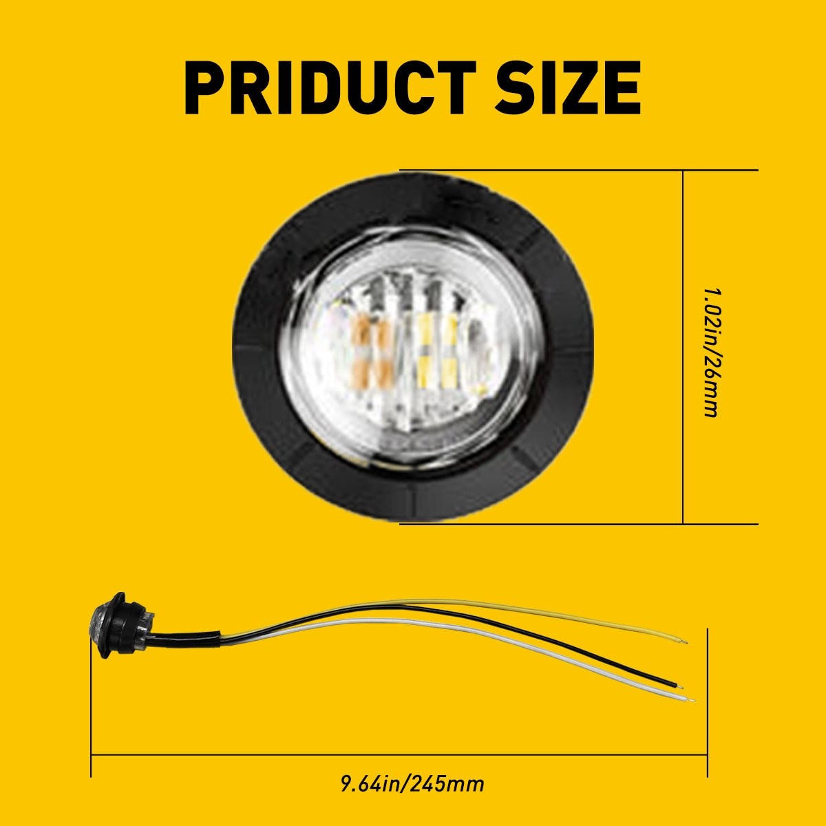 20x 12V Amber White Side LED Marker Lights Truck Trailer Round Bullet Dual Color