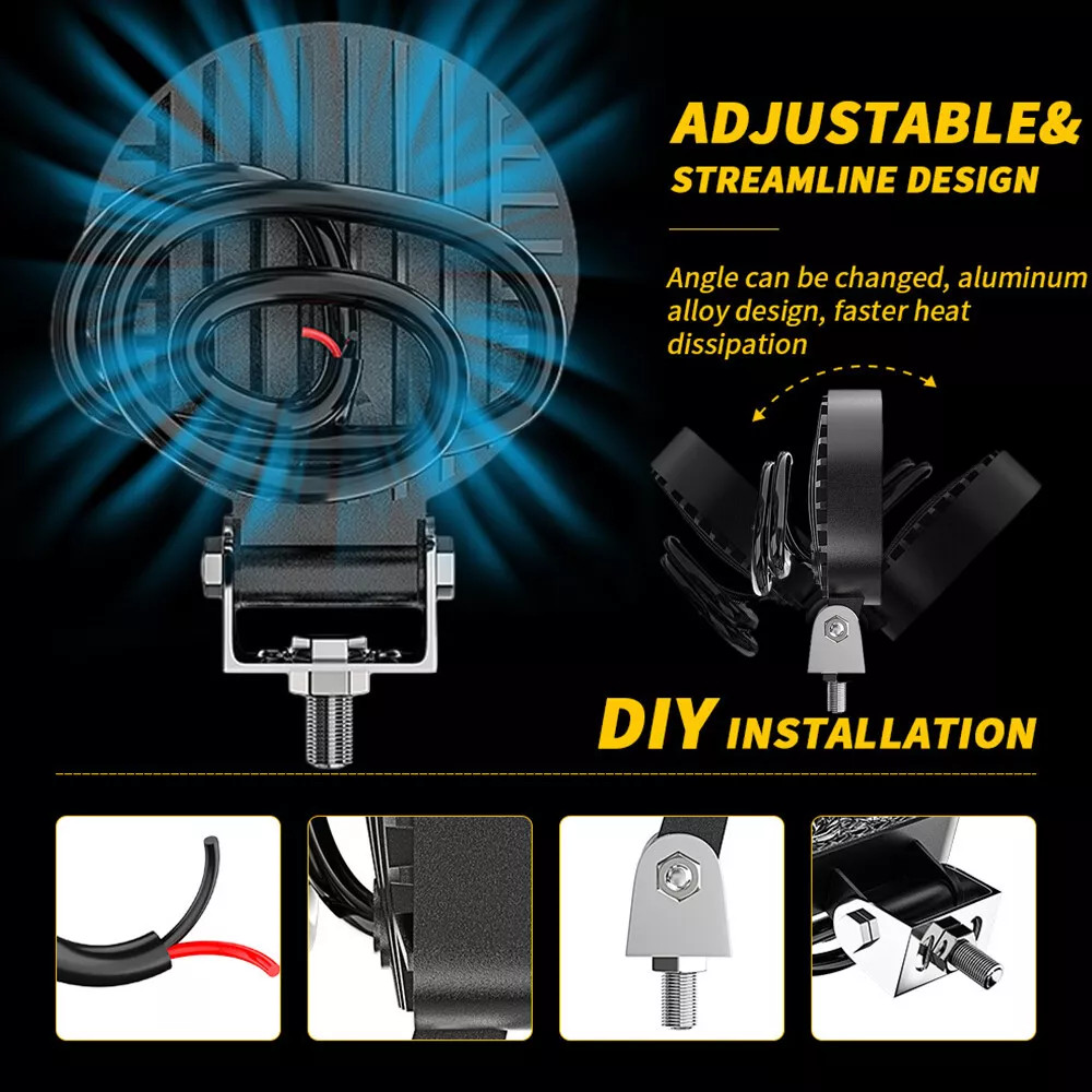 2“inch ED Work Light Flood SPOT Lights Fit Truck Off Road Tractor ATV Round USA