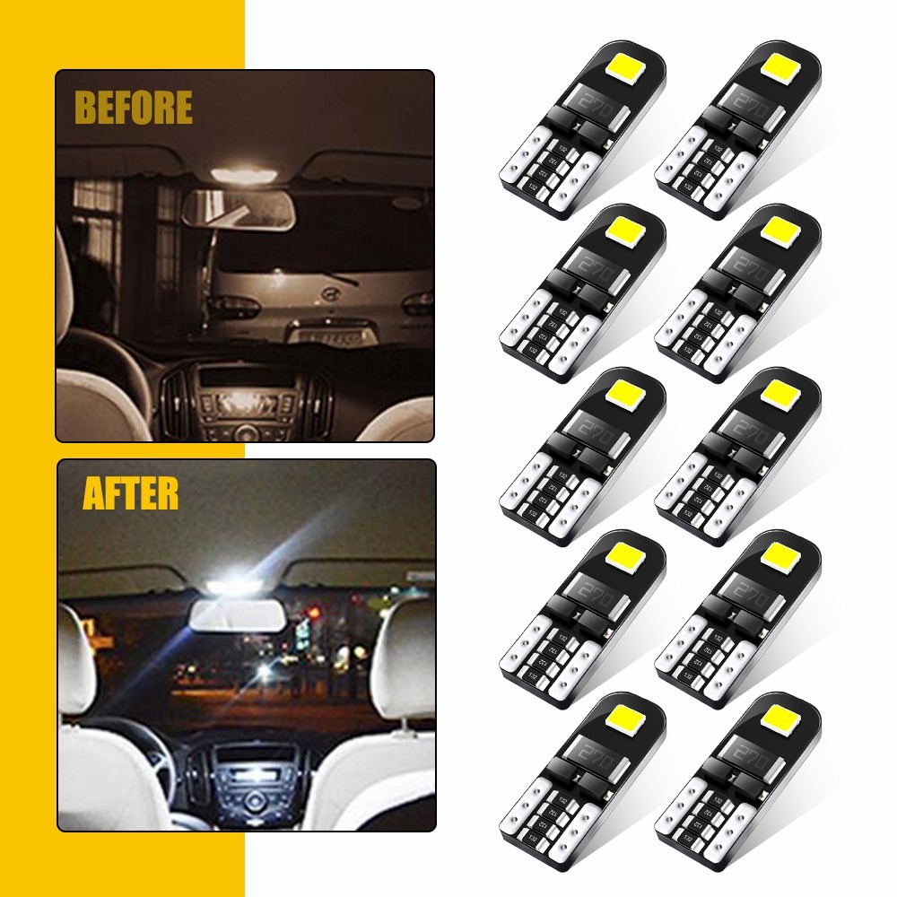 10PCS T10 194 168 902 LED Interior Light Bulbs Super Bright Canbus White 2835SMD
