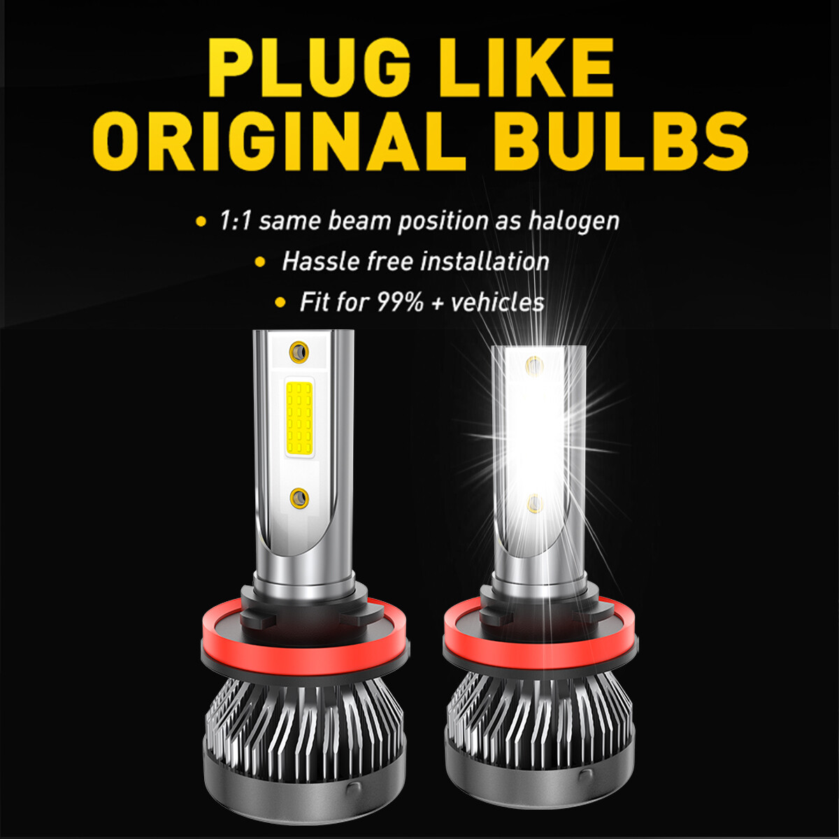 H11 LED Headlight KIT Super Bright Bulbs White 720000LM High/Low Beam Lamp A+
